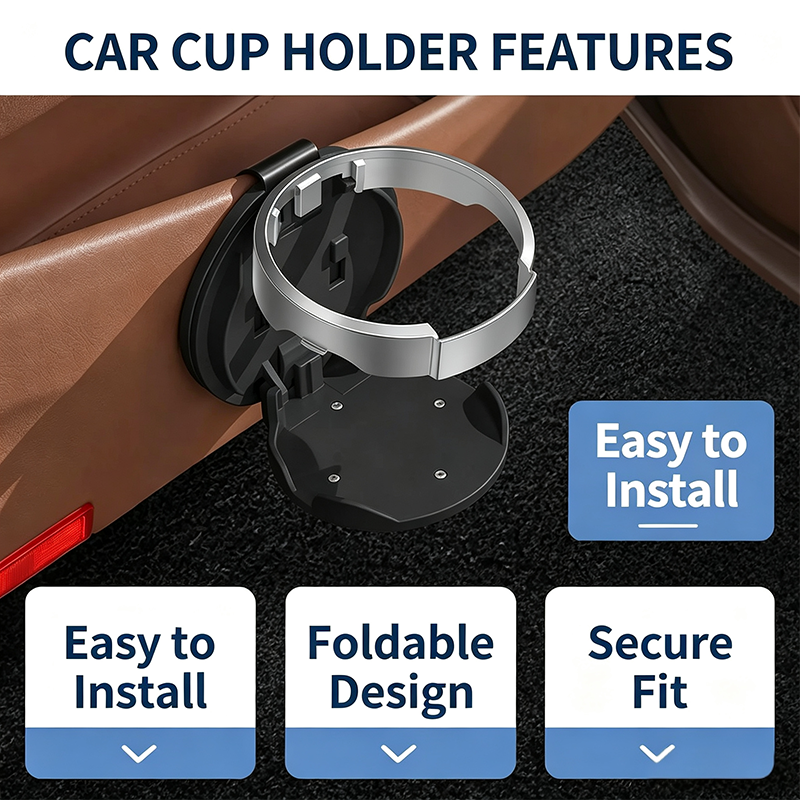 Universal Foldable Car Cup Holder, Space-Saving Vehicle Drink Holder for Bottles 🚗