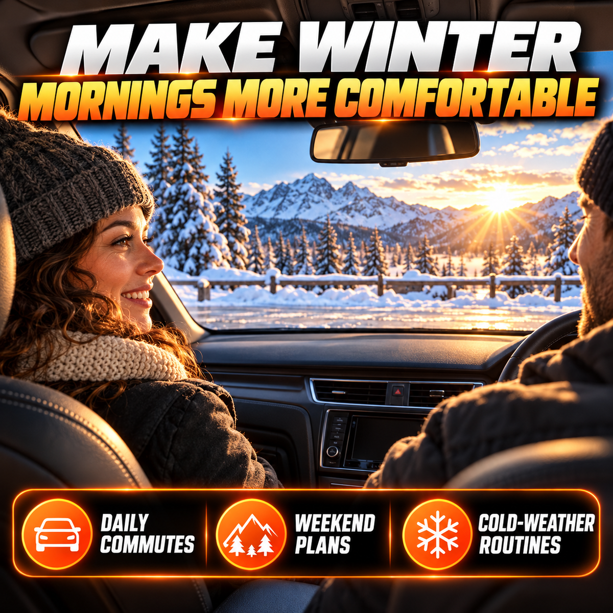 Portable Car Heater Defroster with 360-Degree Rotating Base