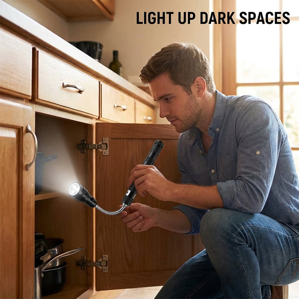 Flexible Telescopic LED Flashlight with Magnetic Tip 🔦