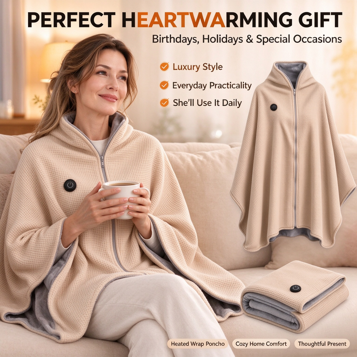 Plush Wearable Heated Wrap & Cordless Thermal Shawl 🧥🔥