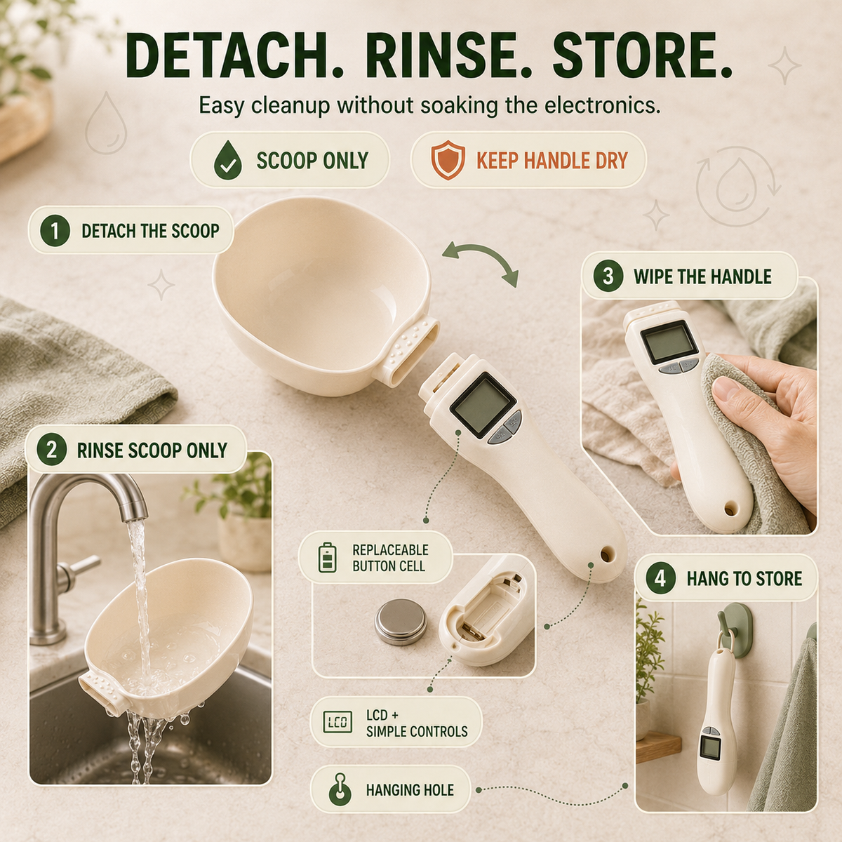 Digital Kitchen Scoop Scale – Scoop, Weigh & Pour