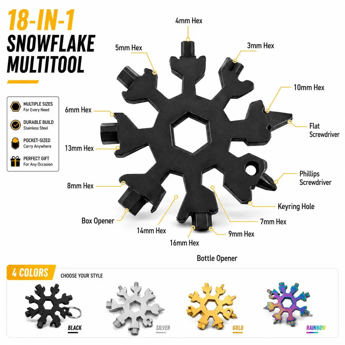 18‑in‑1 Snowflake Multi‑tool Stainless Steel Portable Wrench ❄️