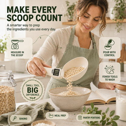Digital Kitchen Scoop Scale – Scoop, Weigh & Pour