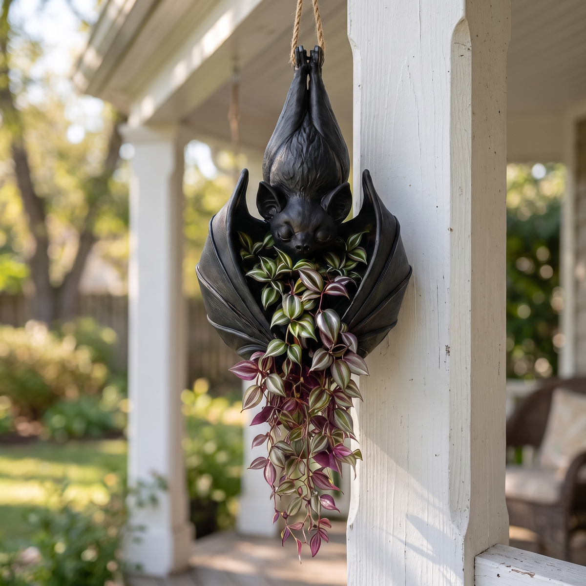 Hanging Bat Flower Pot Halloween Yard Decoration