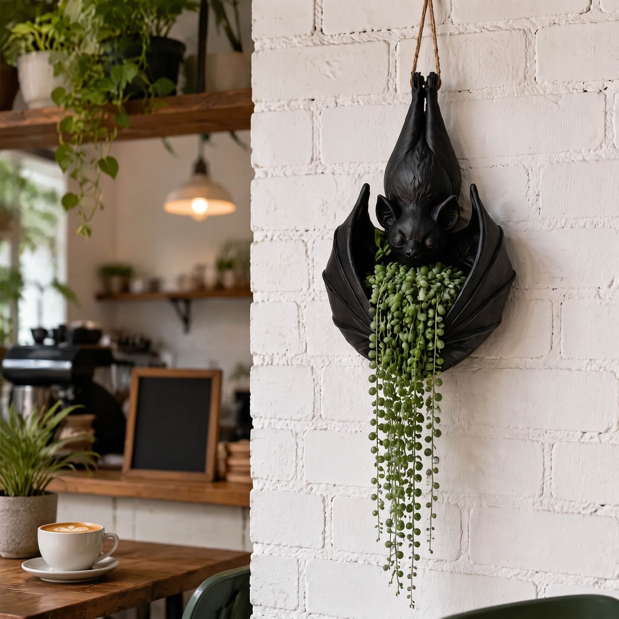 Hanging Bat Flower Pot Halloween Yard Decoration