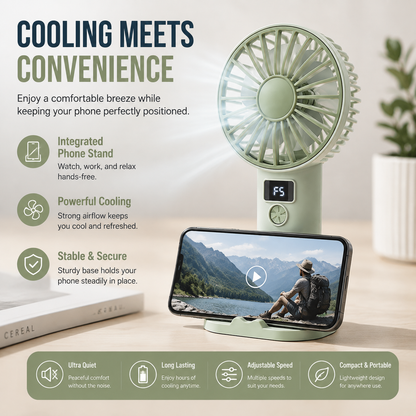 🌬️ Portable Desk Fan With Phone Stand