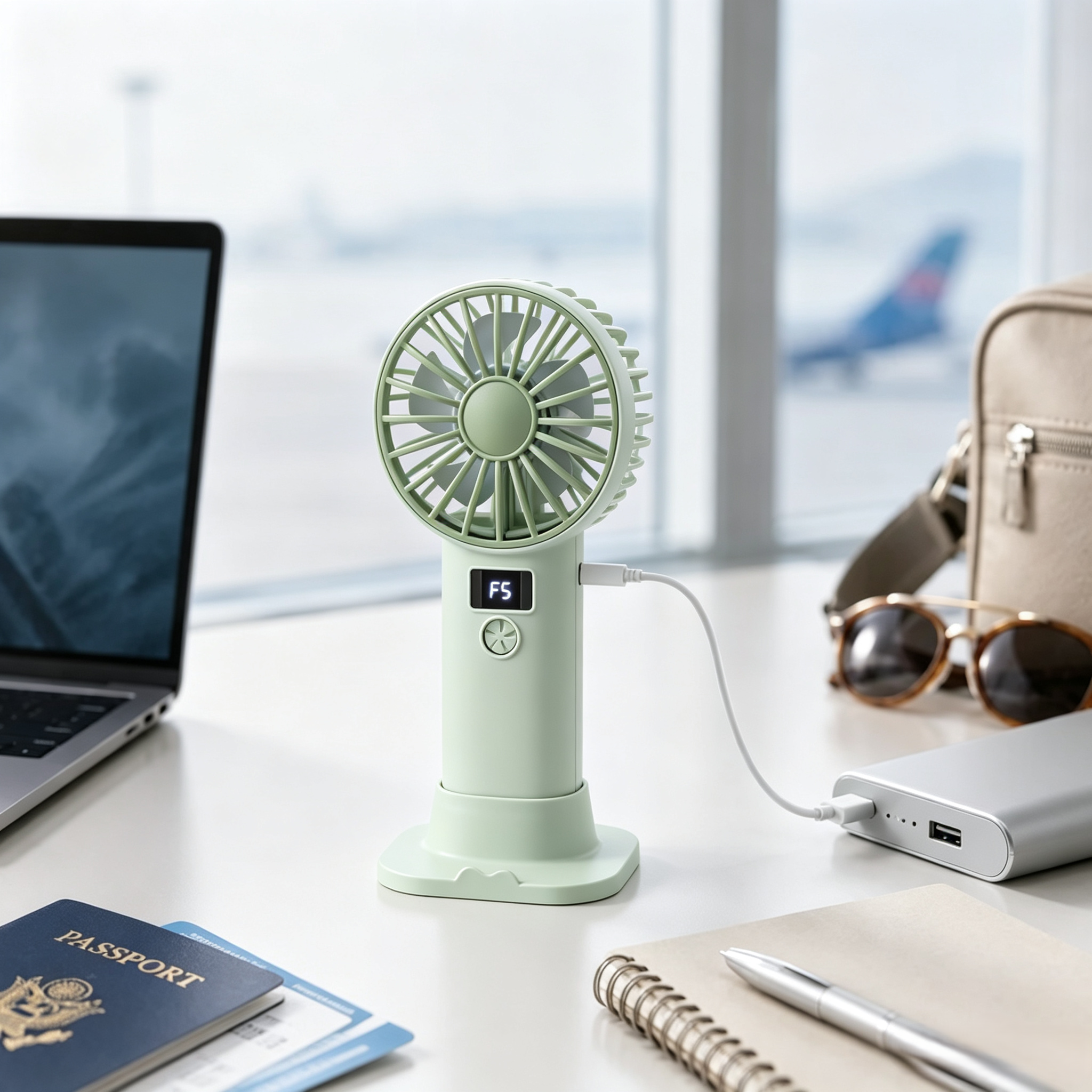 🌬️ Portable Desk Fan With Phone Stand