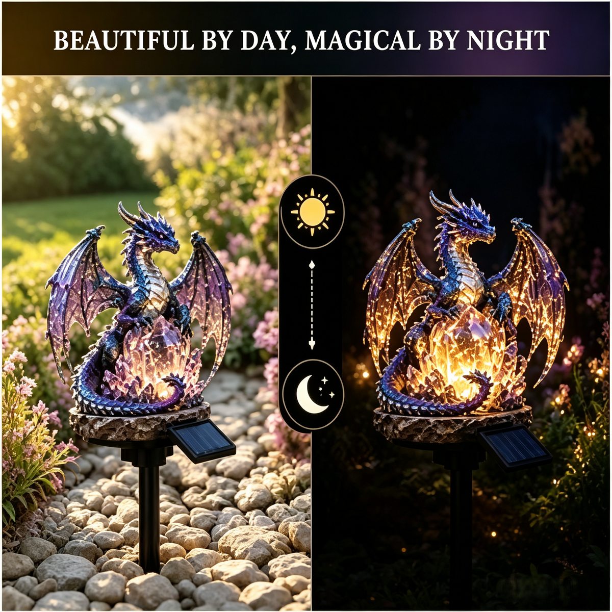Amethyst Crystal Dragon Solar Garden Light