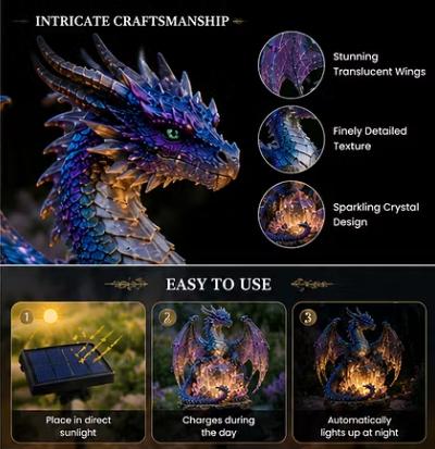 Amethyst Crystal Dragon Solar Garden Light