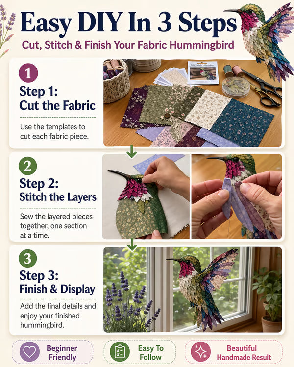 3D Patchwork Bird DIY Craft Kit – Create a Layered Fabric Bird Worth Displaying