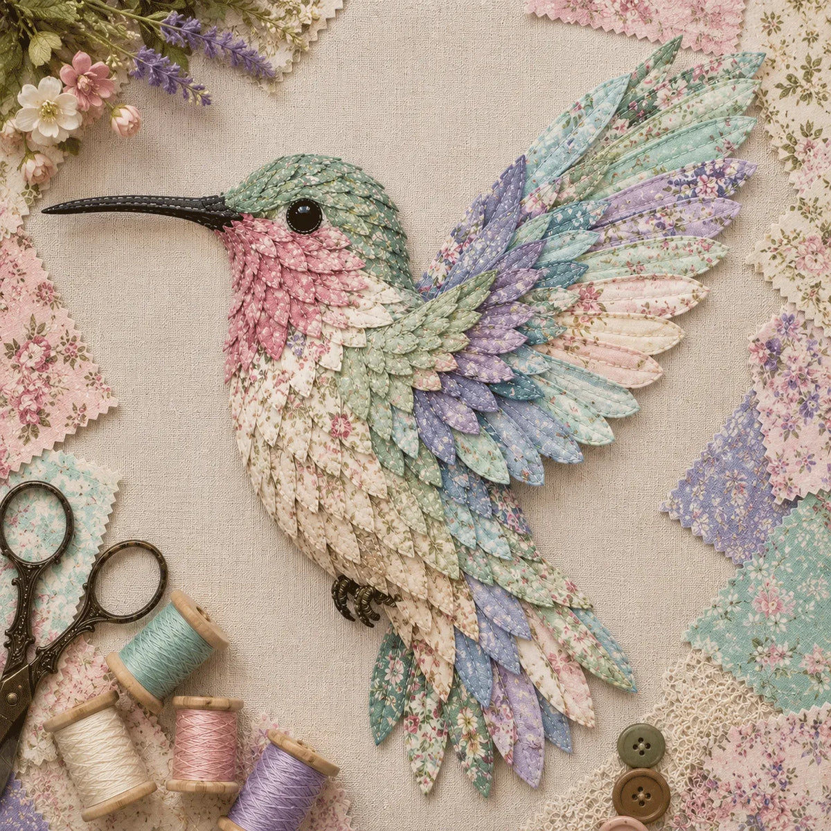 3D Patchwork Bird DIY Craft Kit – Create a Layered Fabric Bird Worth Displaying