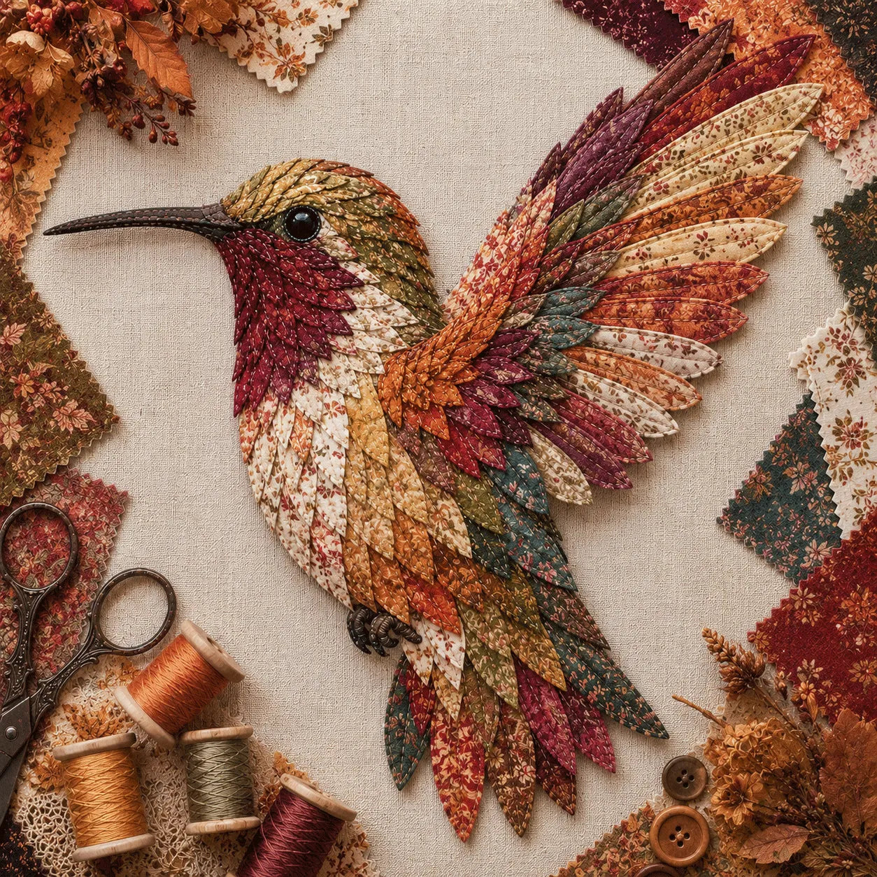 3D Patchwork Bird DIY Craft Kit – Create a Layered Fabric Bird Worth Displaying