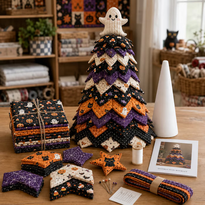 Americana Christmas Tree Quilt Kit – Easy Layered Fabric Holiday Décor for Quilting Lovers