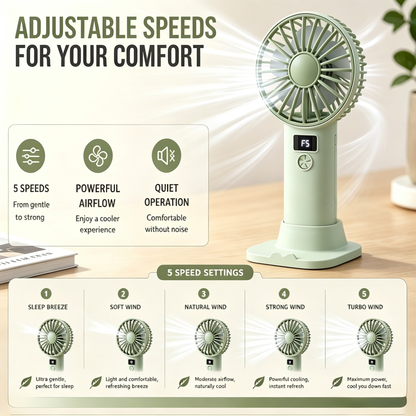 🌬️ Portable Desk Fan With Phone Stand