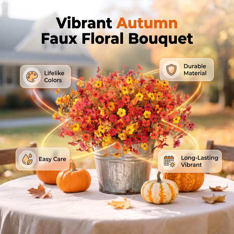 🍁UV-Resistant Artificial Daisy Flowers for Fall Decor Halloween