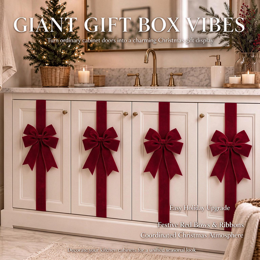 4-Pack Burgundy Velvet Christmas Cabinet Bows