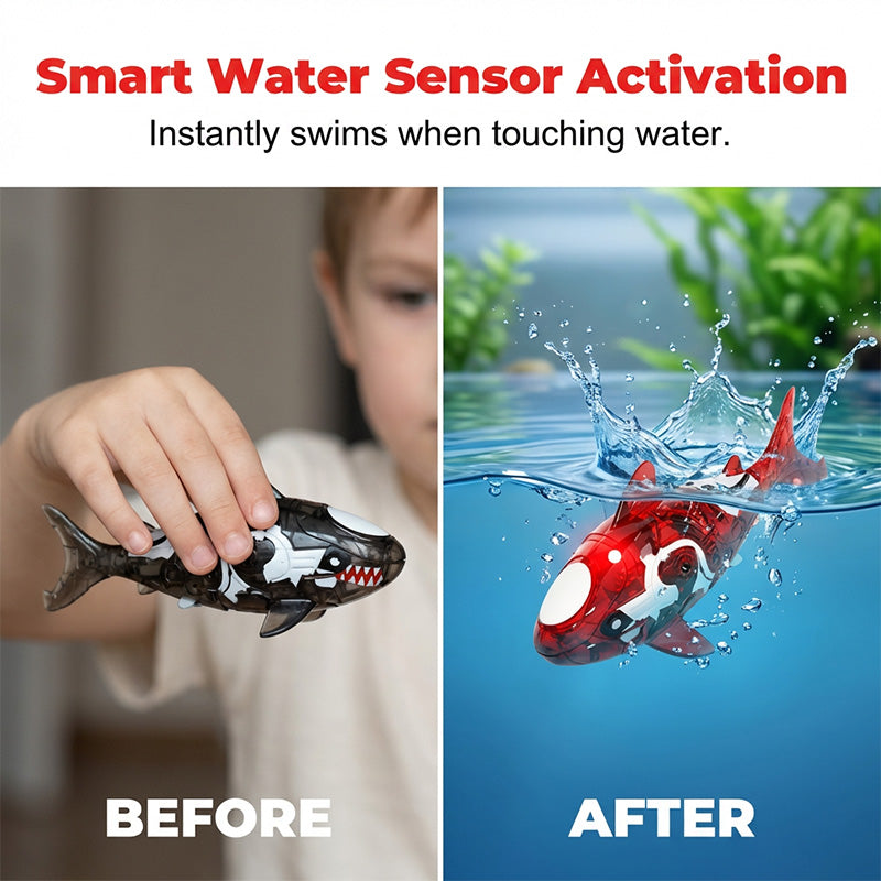 LED Light-Up Bath Toy Shark with Lifelike Tail