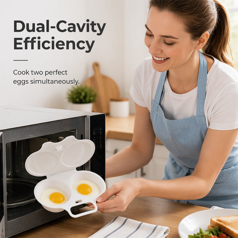 ⏰Microwave Egg Poacher –  Dual‑cavity, non‑stick & easy clean