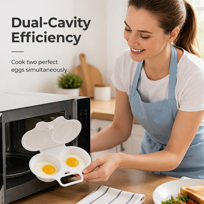 ⏰Microwave Egg Poacher –  Dual‑cavity, non‑stick & easy clean