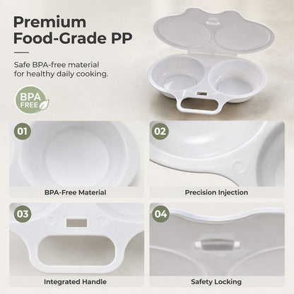 ⏰Microwave Egg Poacher –  Dual‑cavity, non‑stick & easy clean