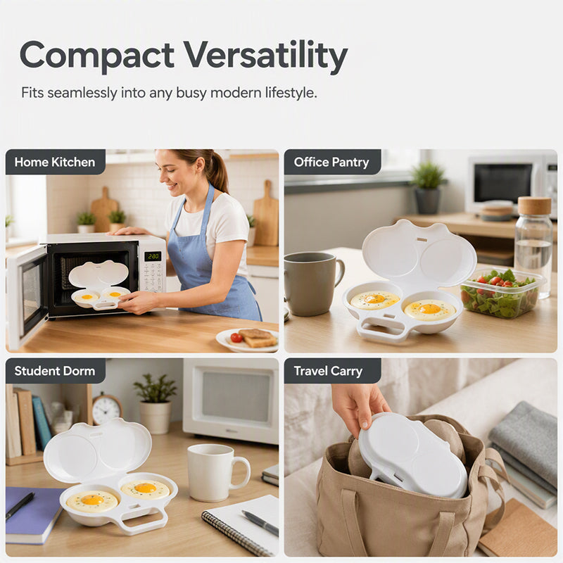 ⏰Microwave Egg Poacher –  Dual‑cavity, non‑stick & easy clean
