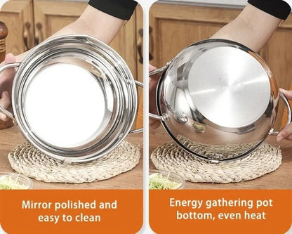 304 Stainless Steel Tempura Fryer Pot – Thermometer, Drain Rack, Deep‑Body ✨