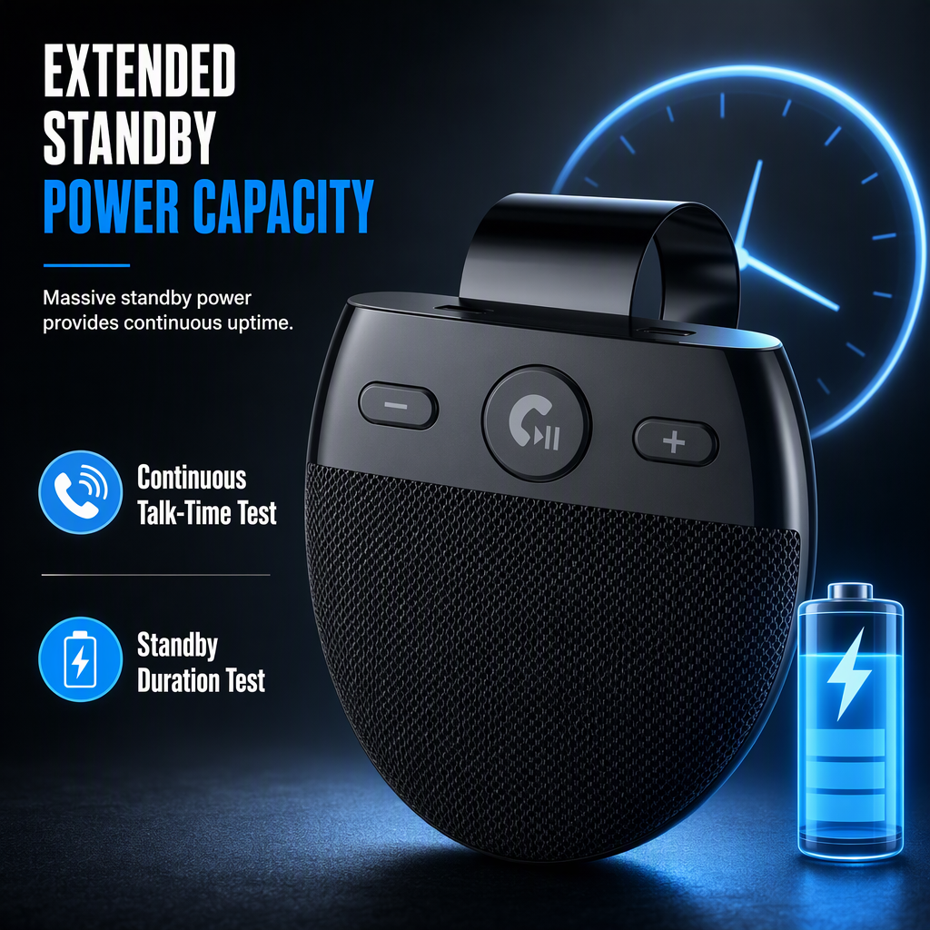 Car Sun Visor Bluetooth Speakerphone – Vibration Auto Power On, Hands-Free Calls 📞
